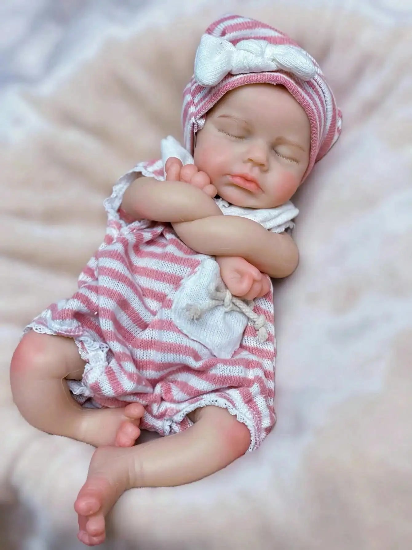 Saskia Full Body Soft Silicone 13-Inch Reborn Doll - Lovely Loulou, a Handmade Newborn Baby Doll with an Open Mouth Doll