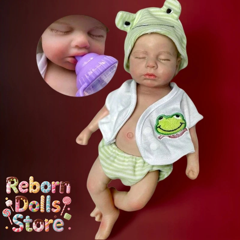 13-Inch Silicone Loulou Reborn Girl Or Boy Baby Handmade with a Soft Touch, Can Open Mouth, Adorable Newborn Bebe Doll