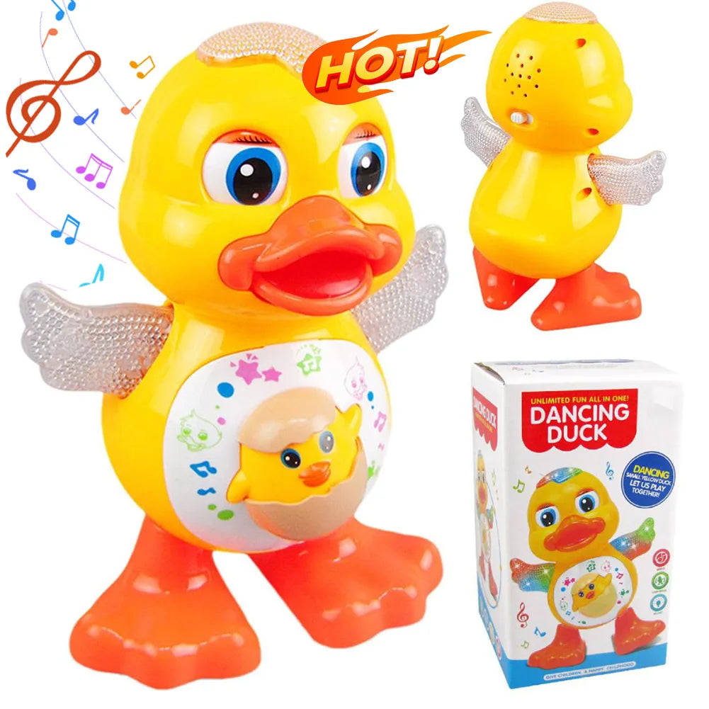 Electric Dancing Duck with Music & Lights Baby Musical Duck Toy Interactive Baby Duck Toy for 1 + Year Old Toddler Boys Girls