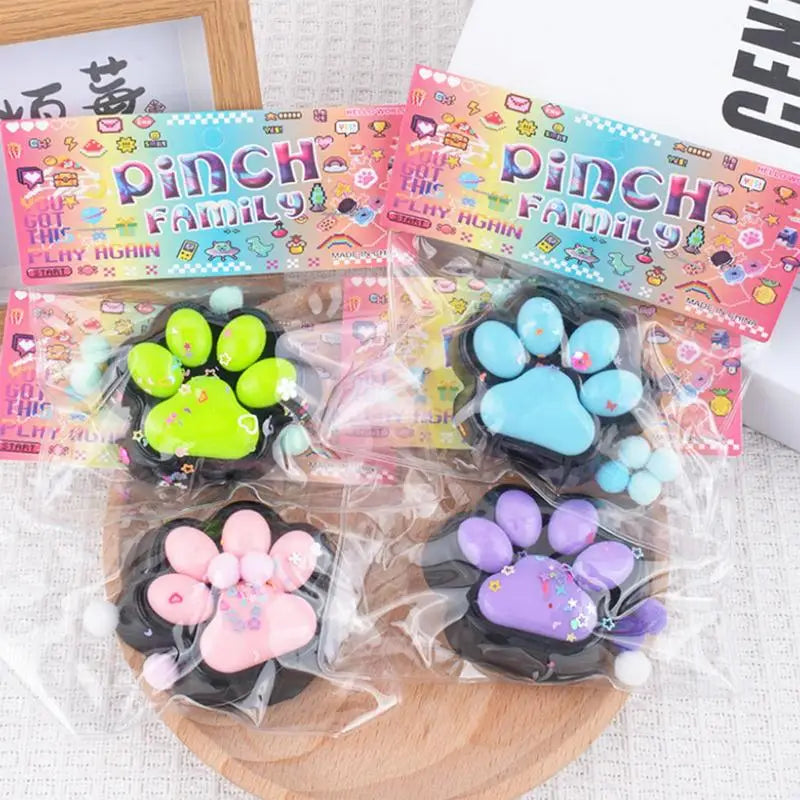 Squishys Fidget Toy Anti-stress Cat Paw Pinch Decompressions Toy Slow Rebound Blingbling Squeeze Gifts