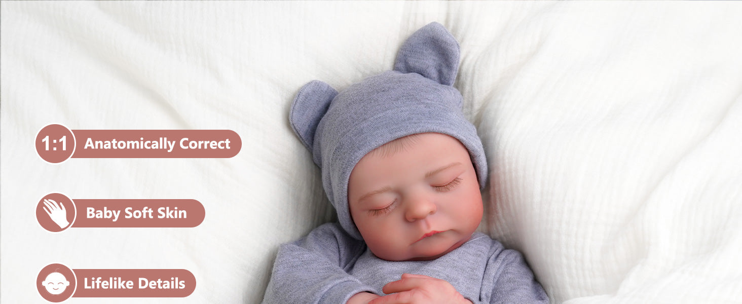 Lifelike Reborn Baby Dolls  17 Inch Realistic Newborn Baby Dolls Anatomically Correct Real Life Baby Dolls Full Vinyl Body