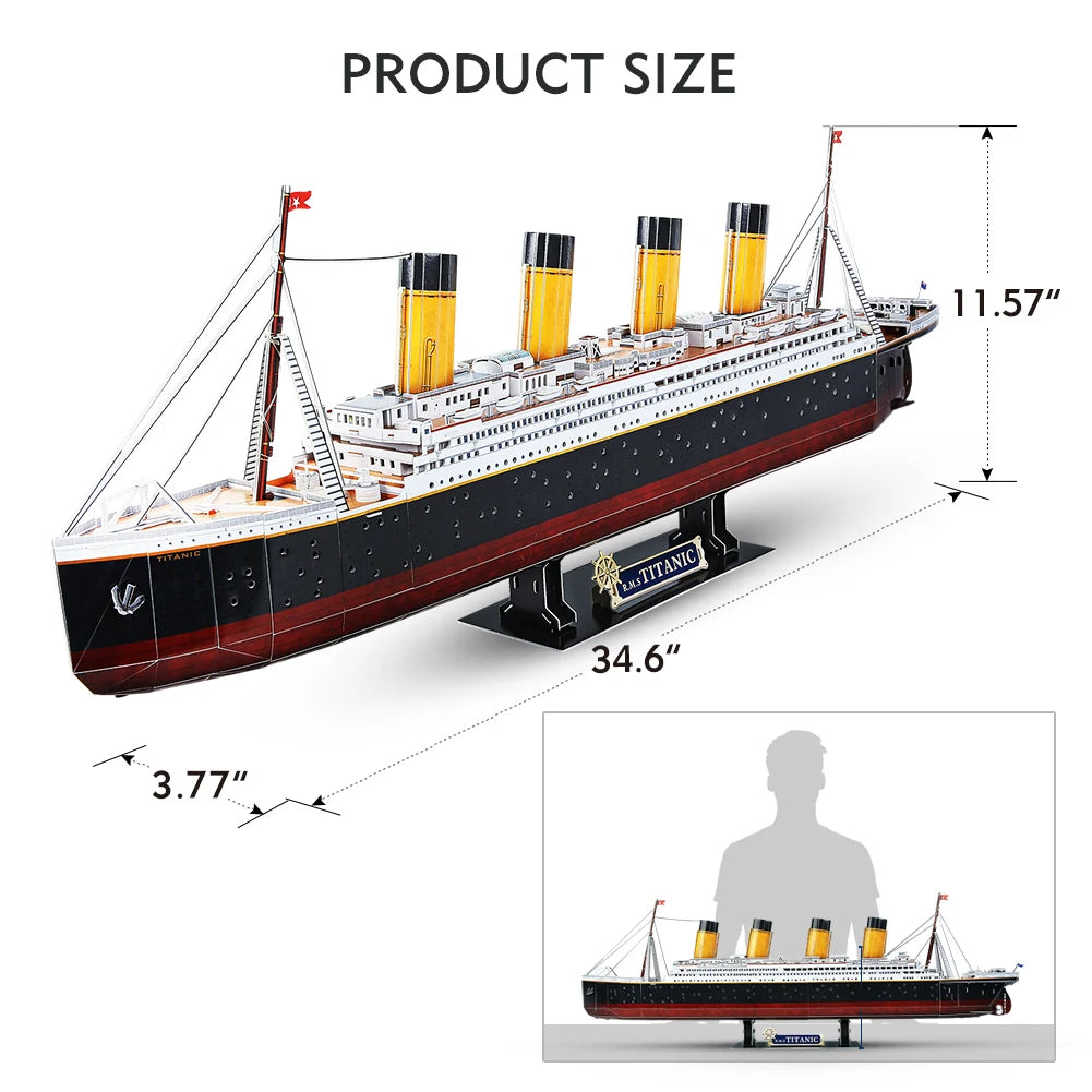CubicFun 3D Puzzles for Adults LED Titanic Ship Model 266pcs Cruise Jigsaw Toys Lighting Building Kits Home Decoration Gifts