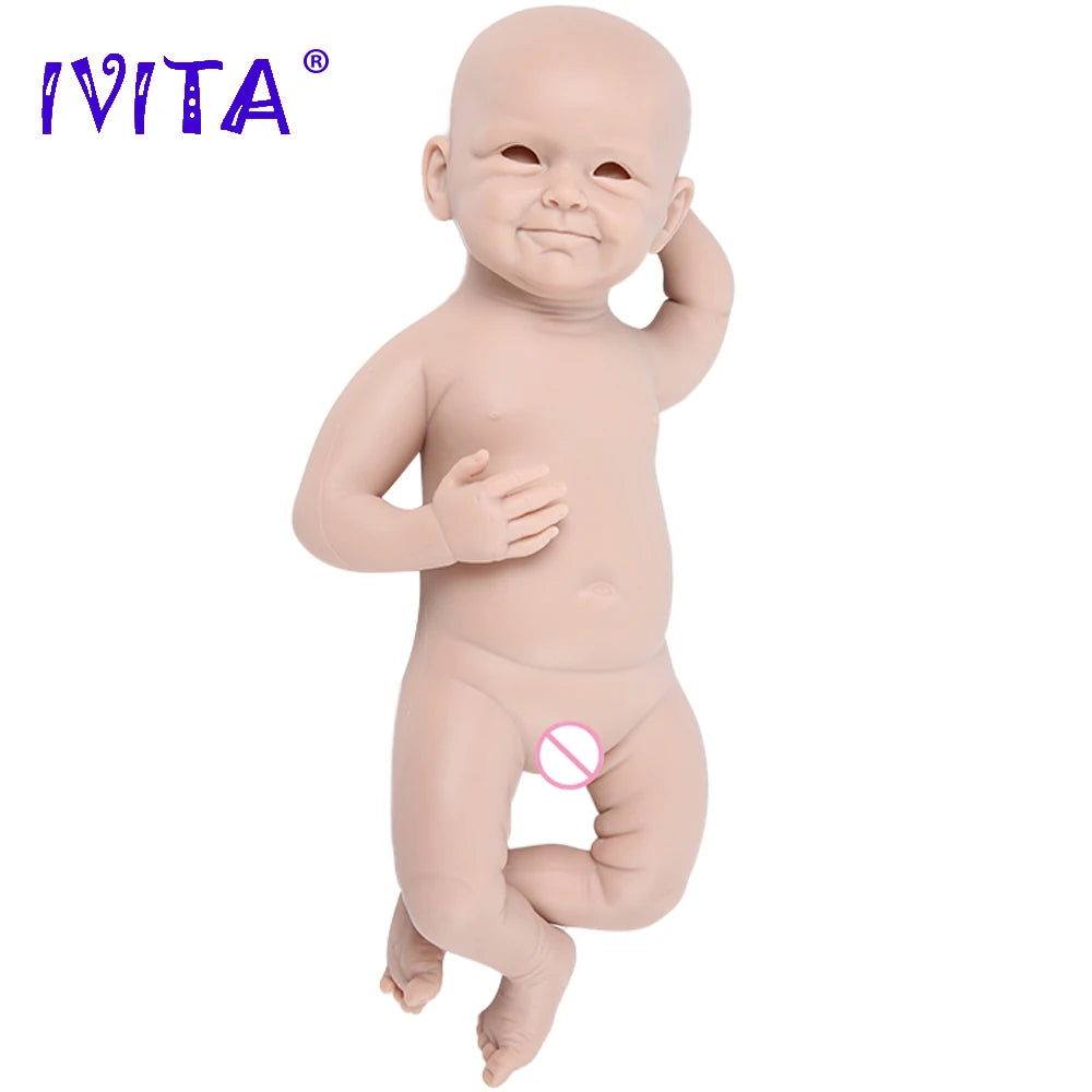 IVITA Silicone Reborn Baby Doll 3 Colors Eyes Choices Lifelike Newborn Baby Unpainted Unfinished Soft Dolls DIY Blank Toys Kit