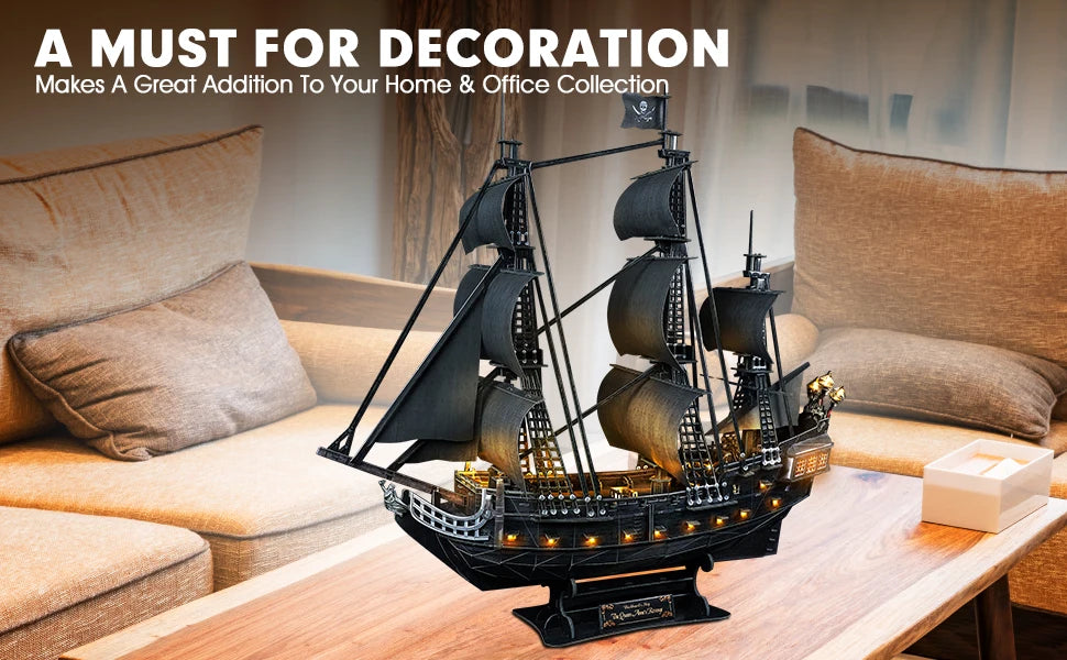 CubicFun 3D Metal Puzzles Queen Anne's Revenge 340 Pcs For teens Pirate Ship Gifts Model Kits Toys Brain Teaser Puzzles adults