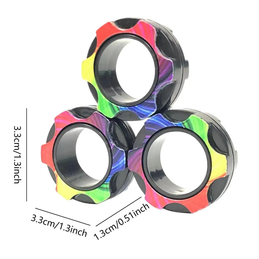 3 PCS Magnetic Rings Set Anti-Stress Fidgetes Unzip Toy Children Magnetic Ring Finger Spinner Ring Adult Decompression Toys Xmas
