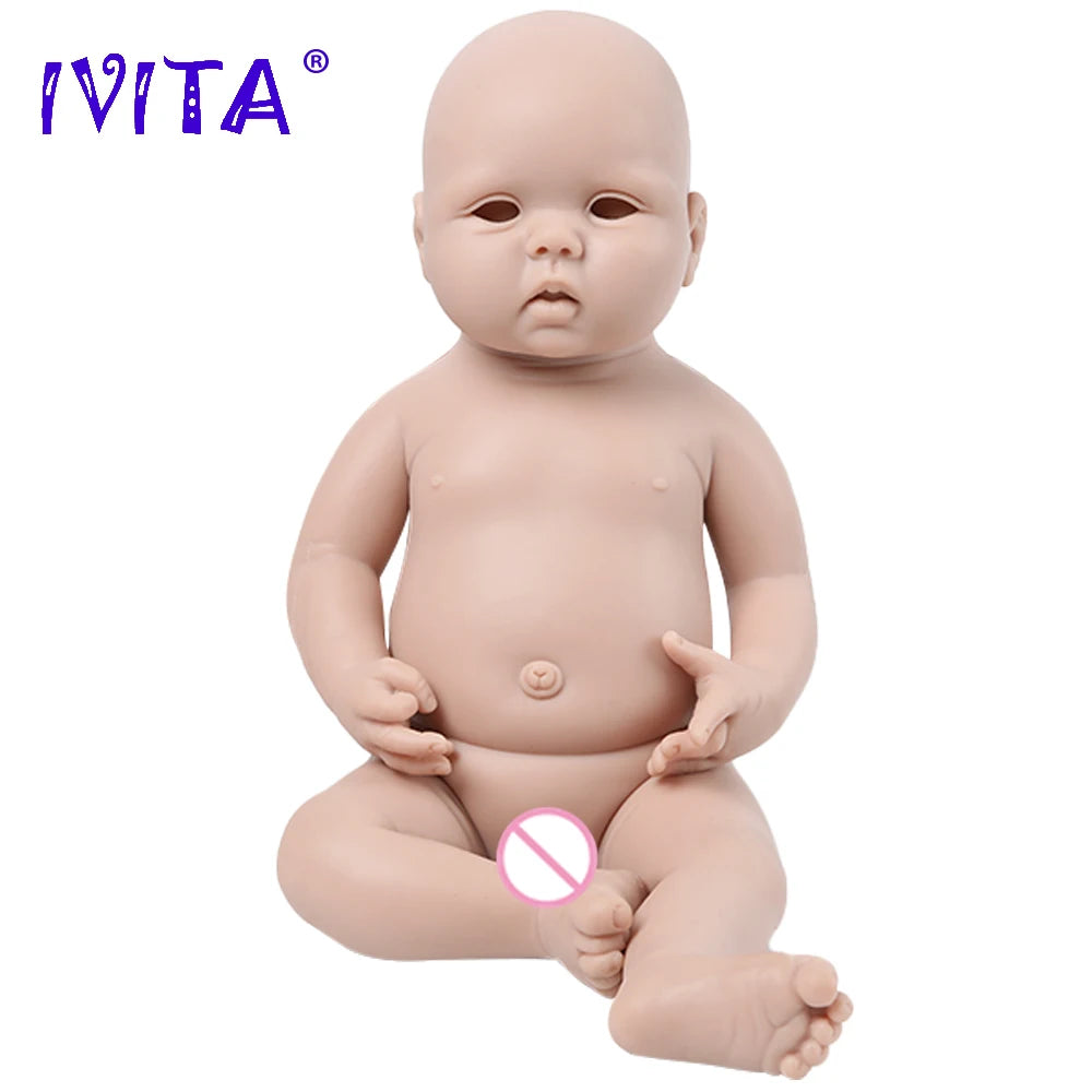 IVITA Silicone Reborn Baby Doll 3 Colors Eyes Choices Lifelike Newborn Baby Unpainted Unfinished Soft Dolls DIY Blank Toys Kit