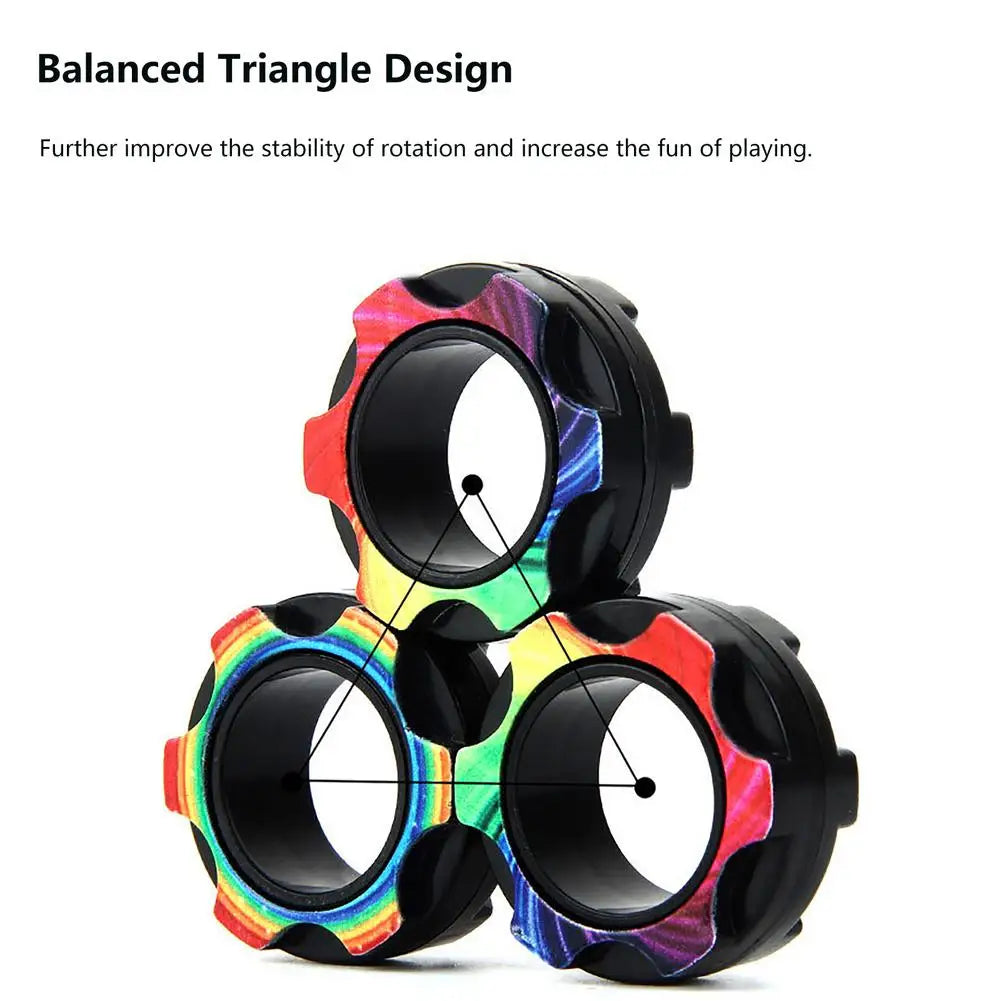 3 PCS Magnetic Rings Set Anti-Stress Fidgetes Unzip Toy Children Magnetic Ring Finger Spinner Ring Adult Decompression Toys Xmas