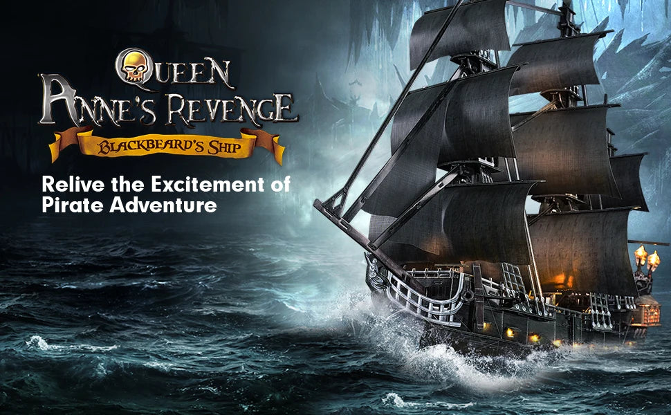 CubicFun 3D Metal Puzzles Queen Anne's Revenge 340 Pcs For teens Pirate Ship Gifts Model Kits Toys Brain Teaser Puzzles adults