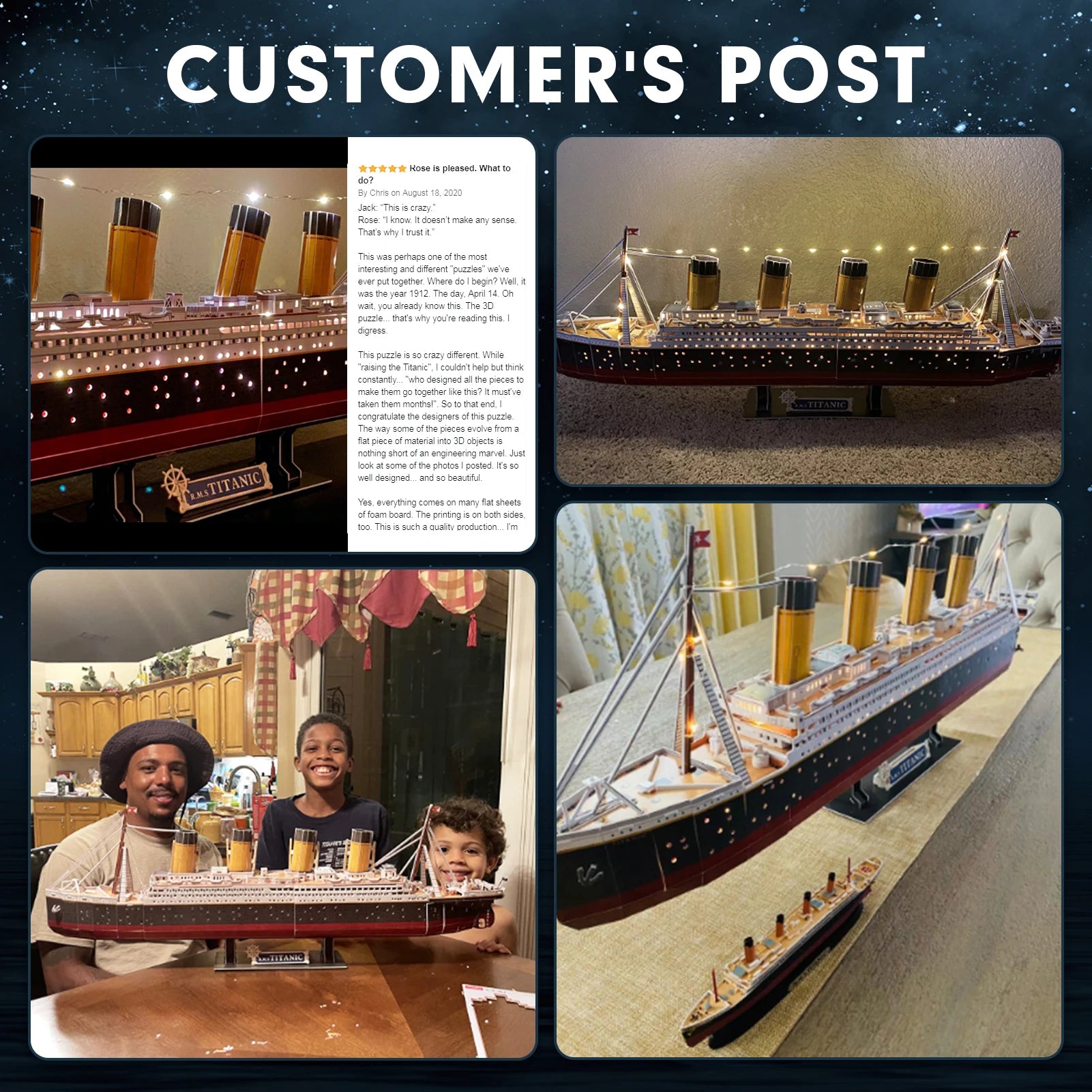 CubicFun 3D Puzzles for Adults LED Titanic Ship Model 266pcs Cruise Jigsaw Toys Lighting Building Kits Home Decoration Gifts