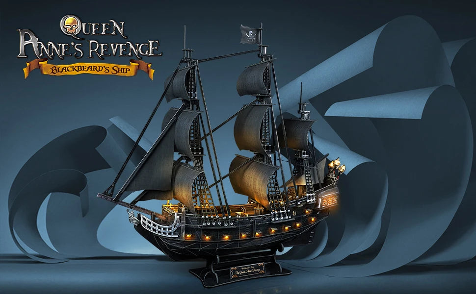 CubicFun 3D Metal Puzzles Queen Anne's Revenge 340 Pcs For teens Pirate Ship Gifts Model Kits Toys Brain Teaser Puzzles adults