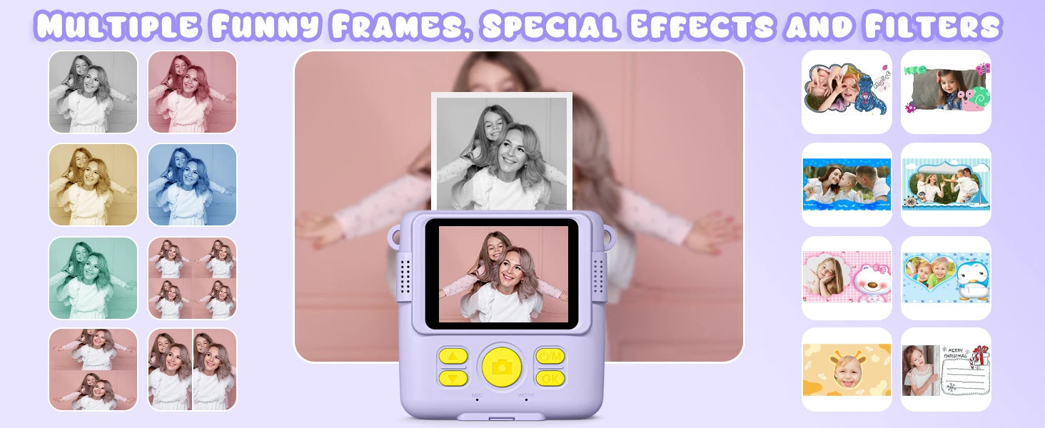 Kids Digital Camera 1080P HD Instant Print Camera Portable Camera Toy with 32GB Card Gift For Boys Girls 3-12