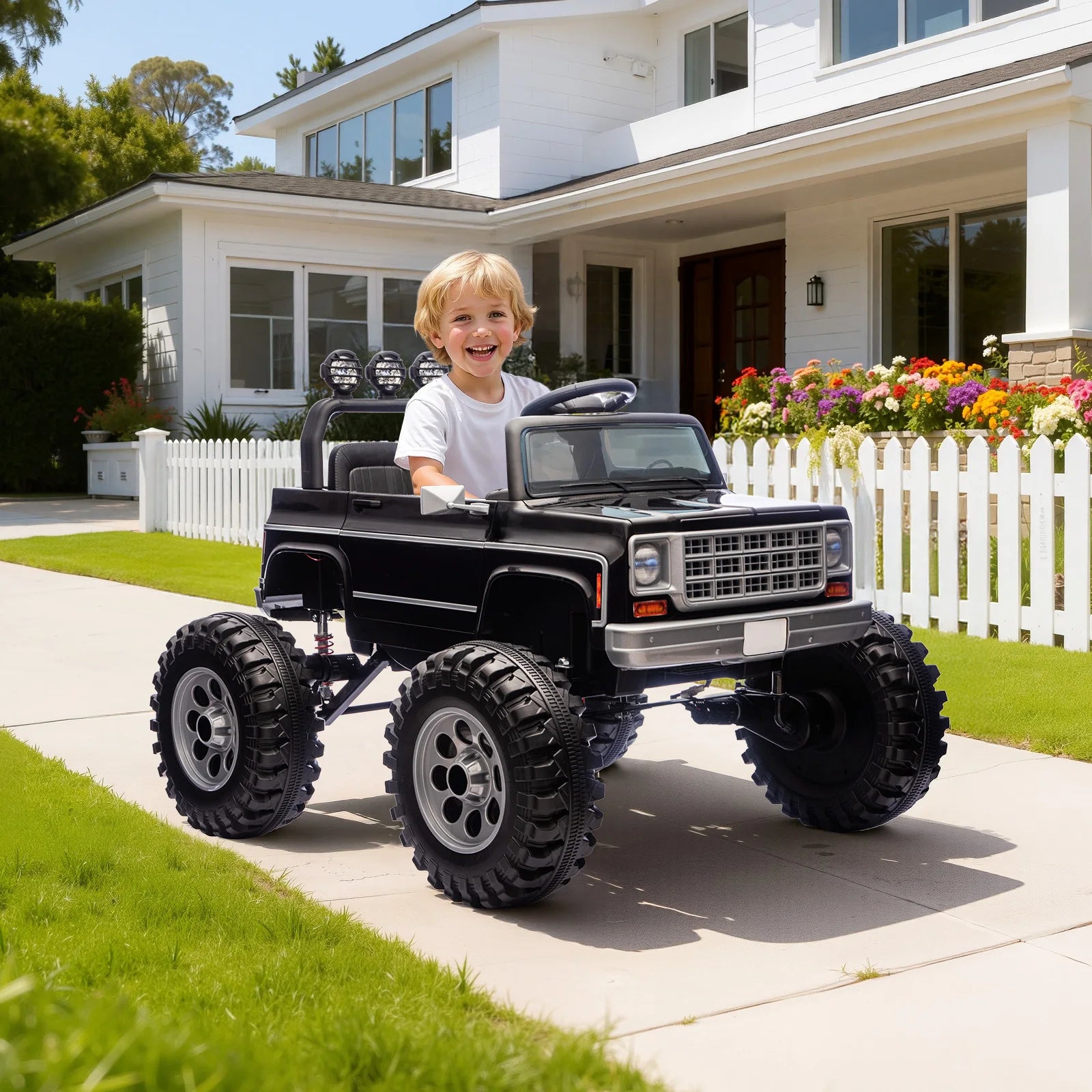 Electric Vehicle Truck for Grandson Christmas Gifts,24V Ride on Toy for Kids, Battery Powered Kids Electric Car w/ Suspension