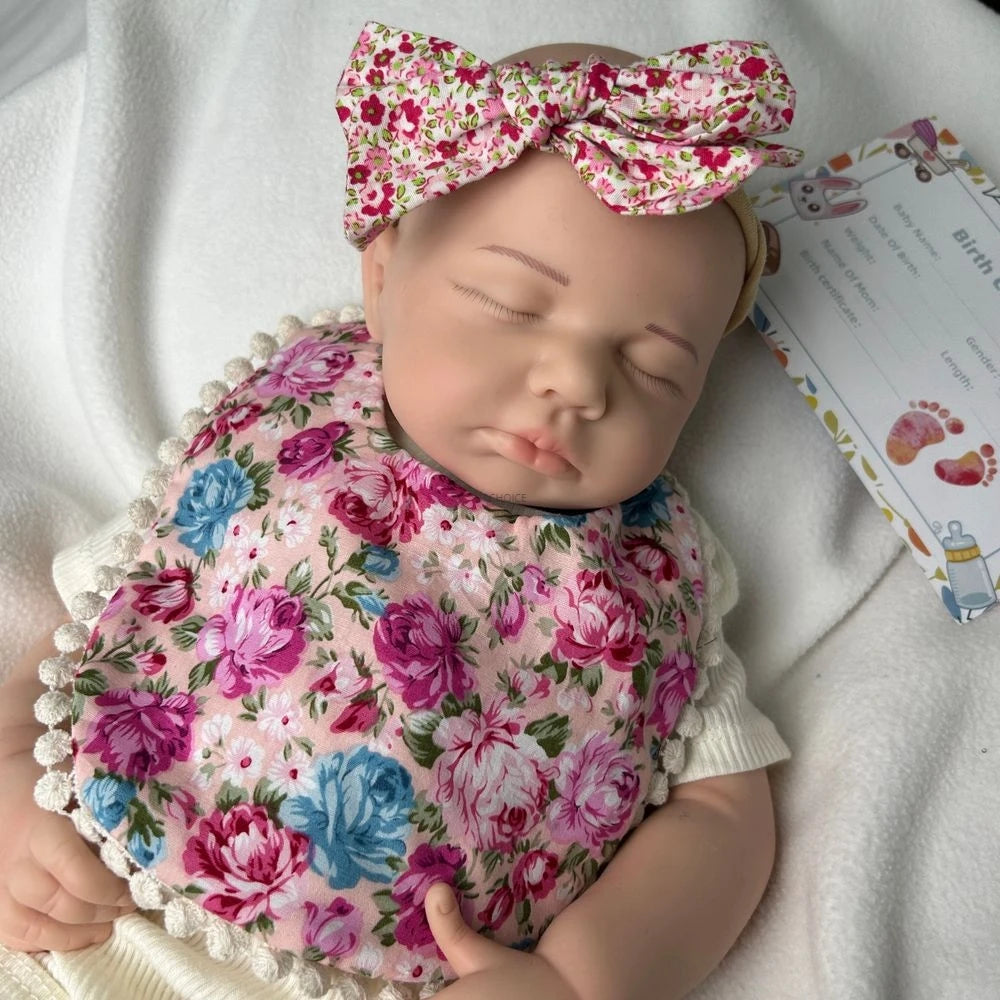 20Inch Handamde Full Body Soft Silicone Reborn Baby Girl Loulou Lifelike Details Doll Gift for Dementia Patients Kids Toy