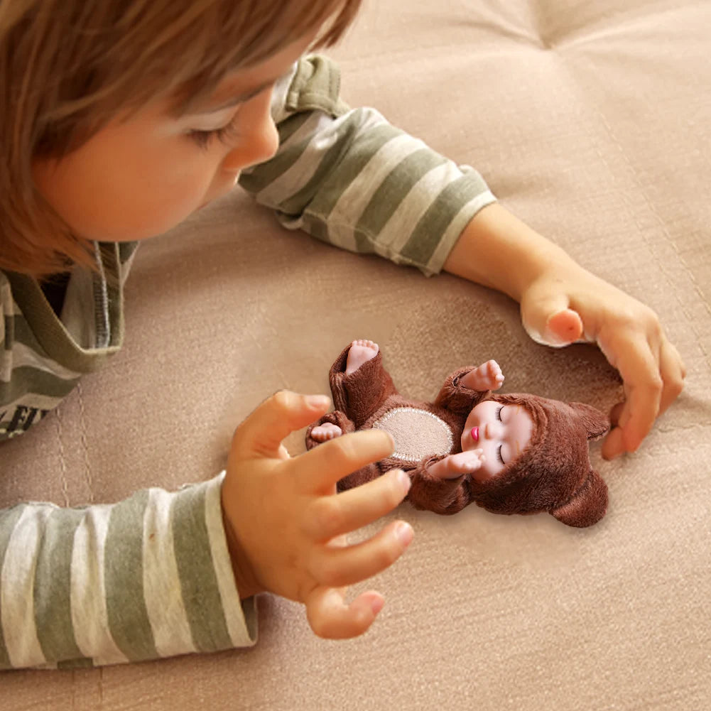 1/6 Pcs 11cm Mini Reborn Baby Doll Simulation Rebirth Dolls Toy with Animal Clothes Sleep Series Reborn Baby Doll Movable Joints