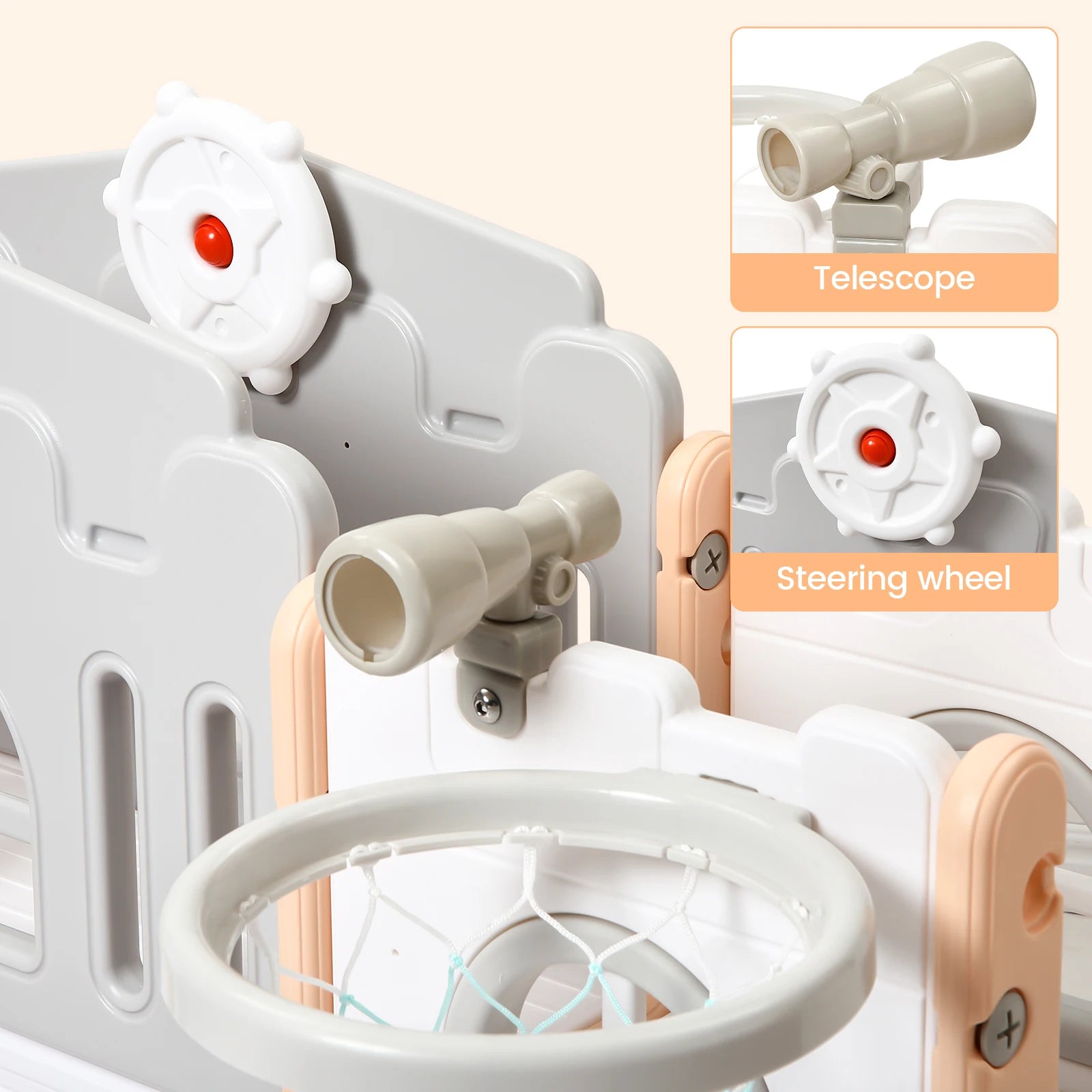 8 in 1 Toddler Slide Indoor Playground, Indoor Slide Toddler Playset for Toddlers  Kids Outdoor Playground with Basketball Hoop,