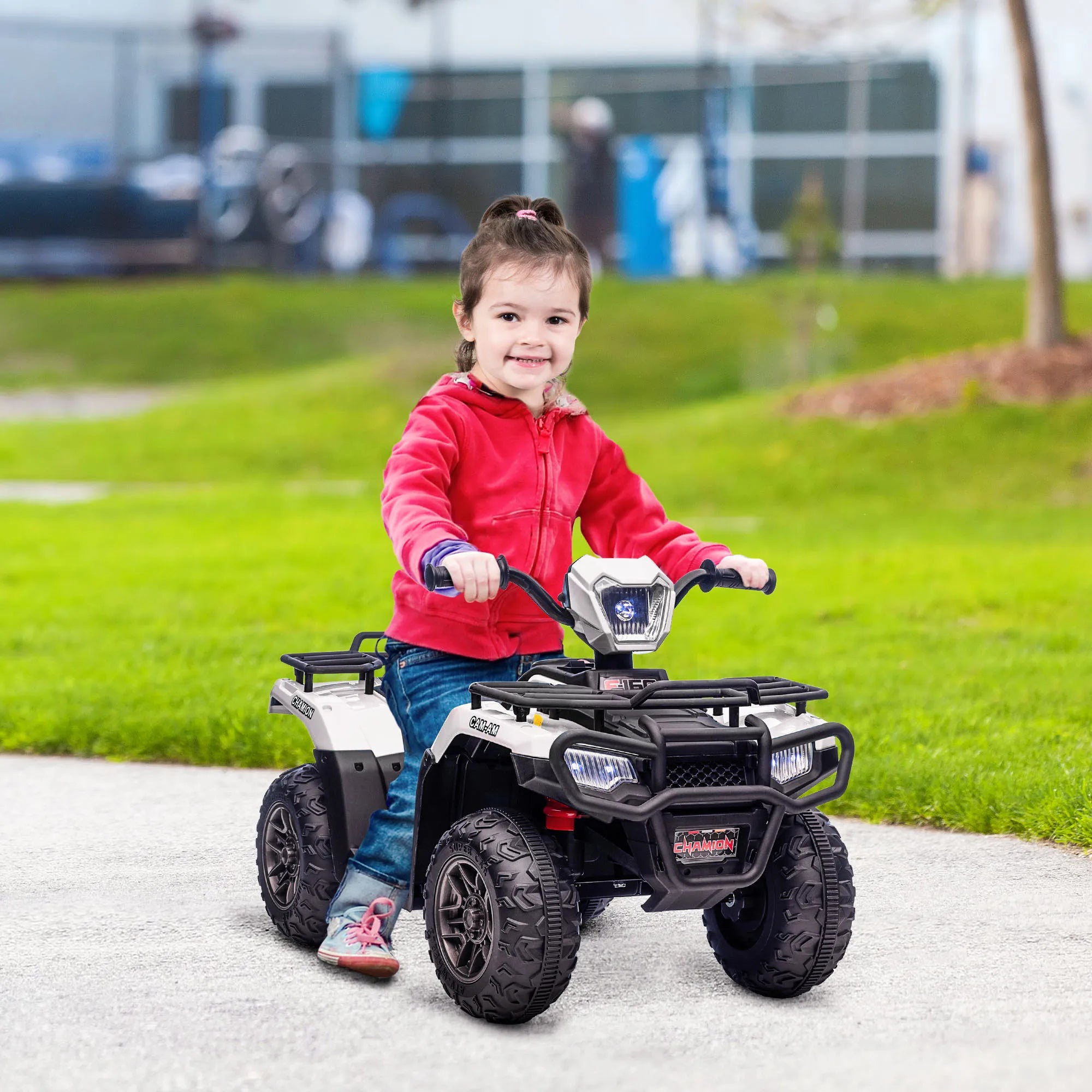 Aosom 12V Kids Atv with Forward and Reverse Function, Music, Headlights, Pink