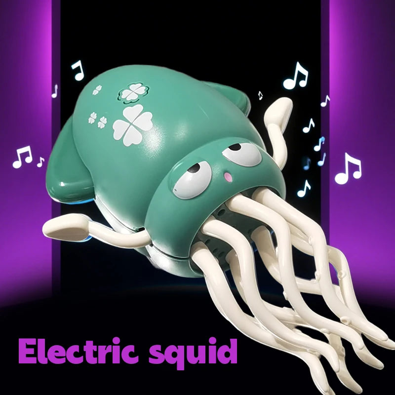 Electric induction dancing octopus toy automatic obstacle avoidance crawling interactive simulation squid with music and light