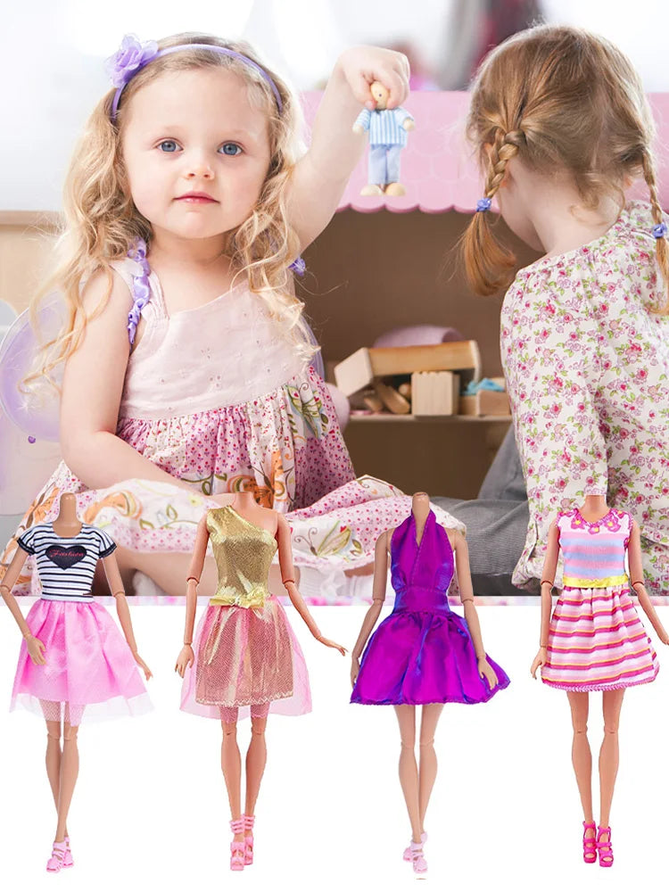32pcs Doll Clothes Set Polyester Doll Fashion Clothes Props Fairy Collection Clothes Random Style for Girls Gift Accessories