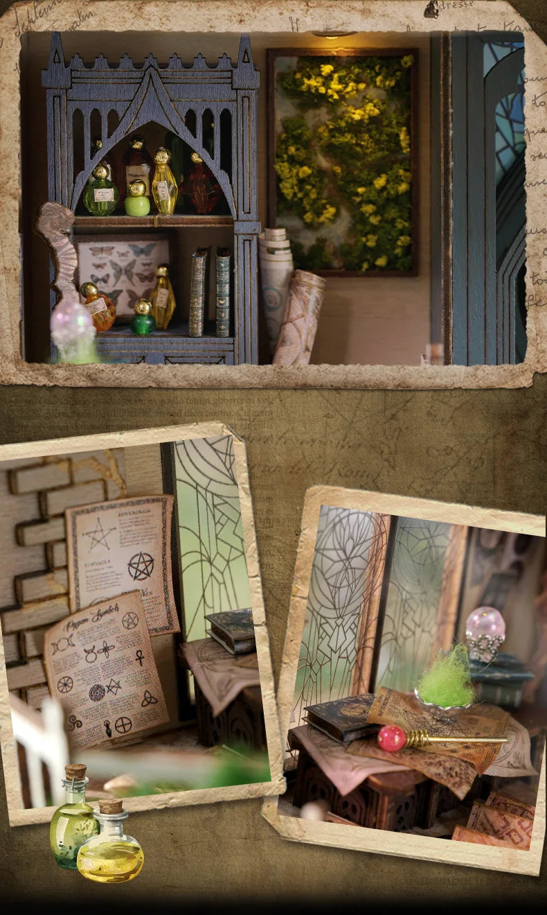 CUTEBEE DIY Wooden Dollhouse Magic Cathedral Miniature Doll House Kit with Furniture Roombox Magic Academy Toy for Birthday Gift