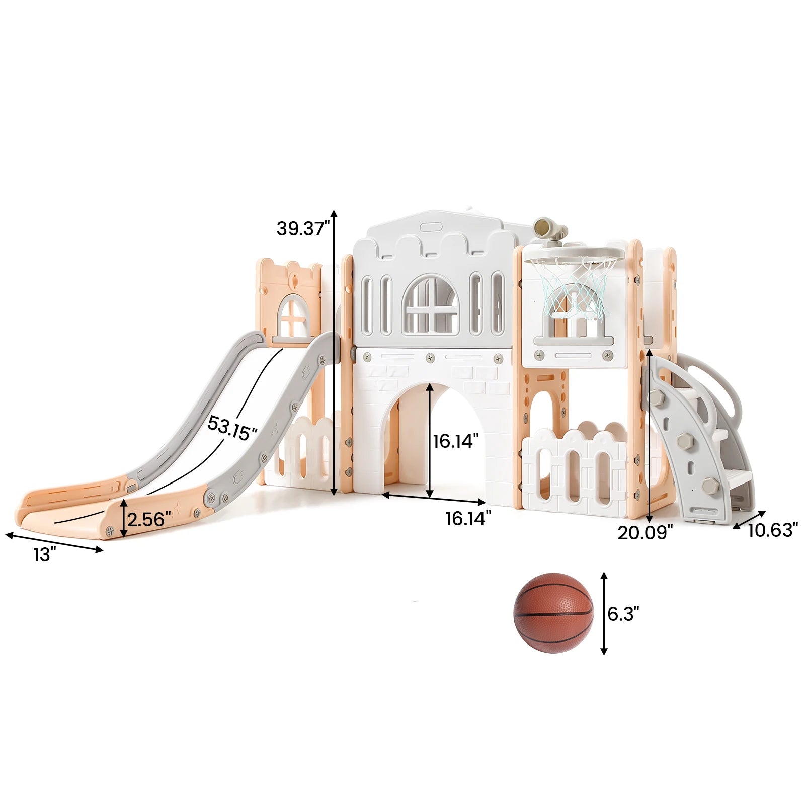 8 in 1 Toddler Slide Indoor Playground, Indoor Slide Toddler Playset for Toddlers  Kids Outdoor Playground with Basketball Hoop,