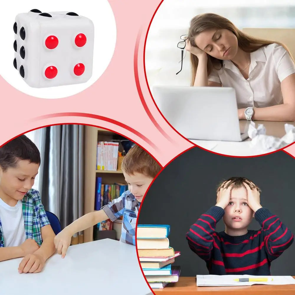 Dice Stress Ball Dice Stress Relief Toy Silicone Pop Bubbles 3D Dice Shaped Squeeze Stress Toys Venting Toy Stress Reliever For