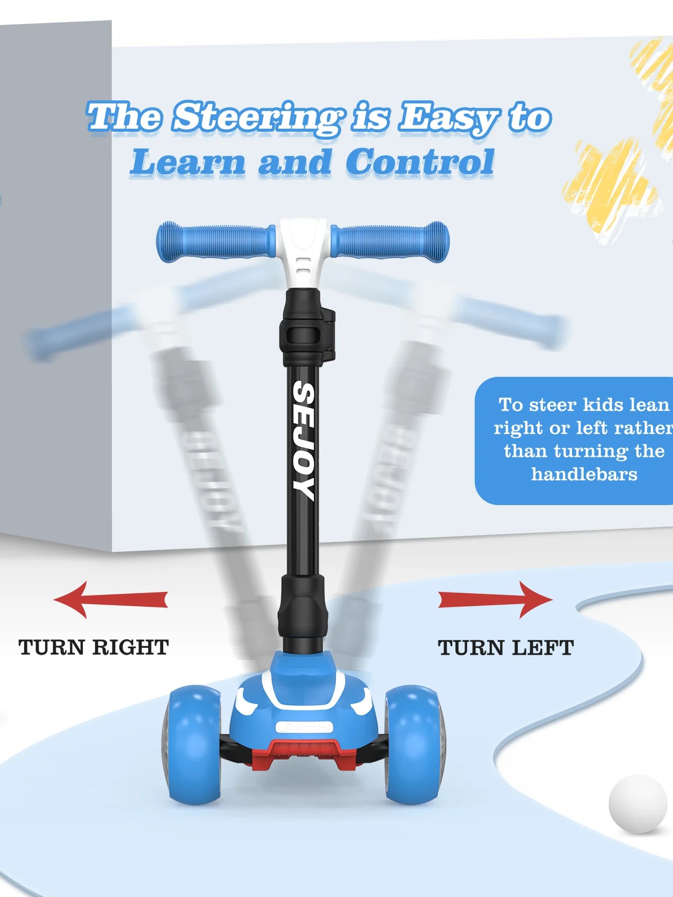 SEJOY Kick Scooter for Kids with 3 Light Up Wheels and Adjustable Height,Children's Foot Scooters,Baby Toys Gift