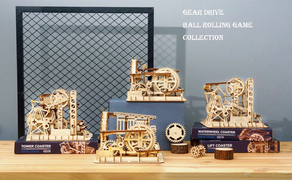 Robotime Rokr Marble Coaster 3D Puzzle Games Wooden Model Kits with Balls Wooden Construction Craft Toys for Kids and Adults