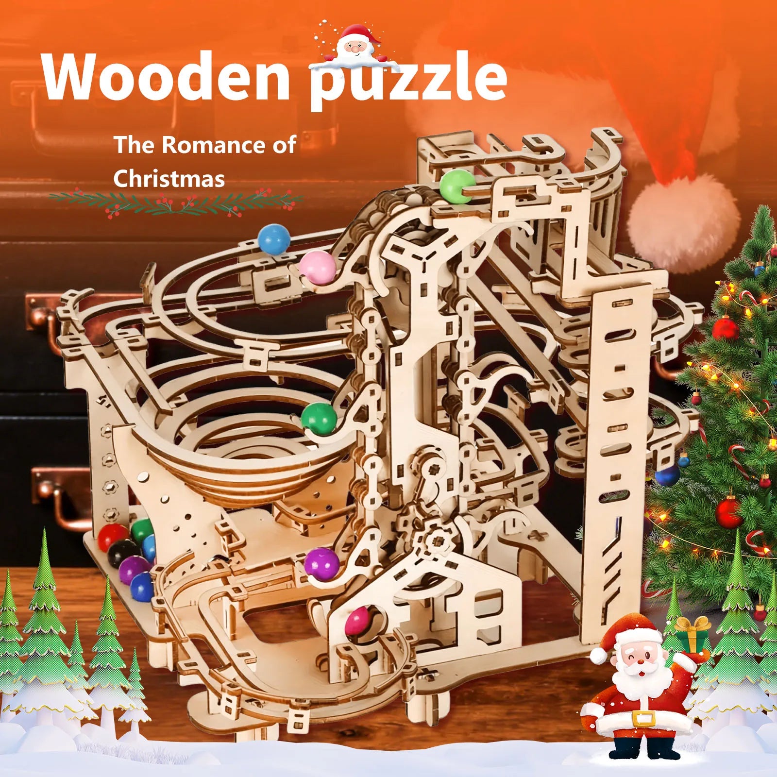 3D Wooden Puzzles Spacetime Tunnel Marble Maze | Educational Physics Puzzle Kit, STEM Assembled Model & Unique Birthday Christma