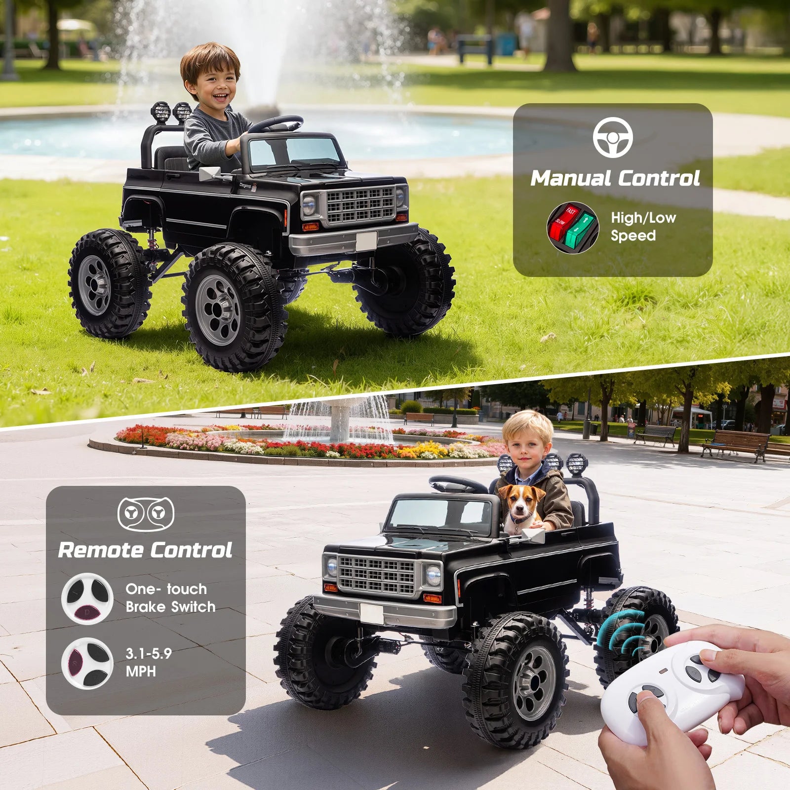 Electric Vehicle Truck for Grandson Christmas Gifts,24V Ride on Toy for Kids, Battery Powered Kids Electric Car w/ Suspension