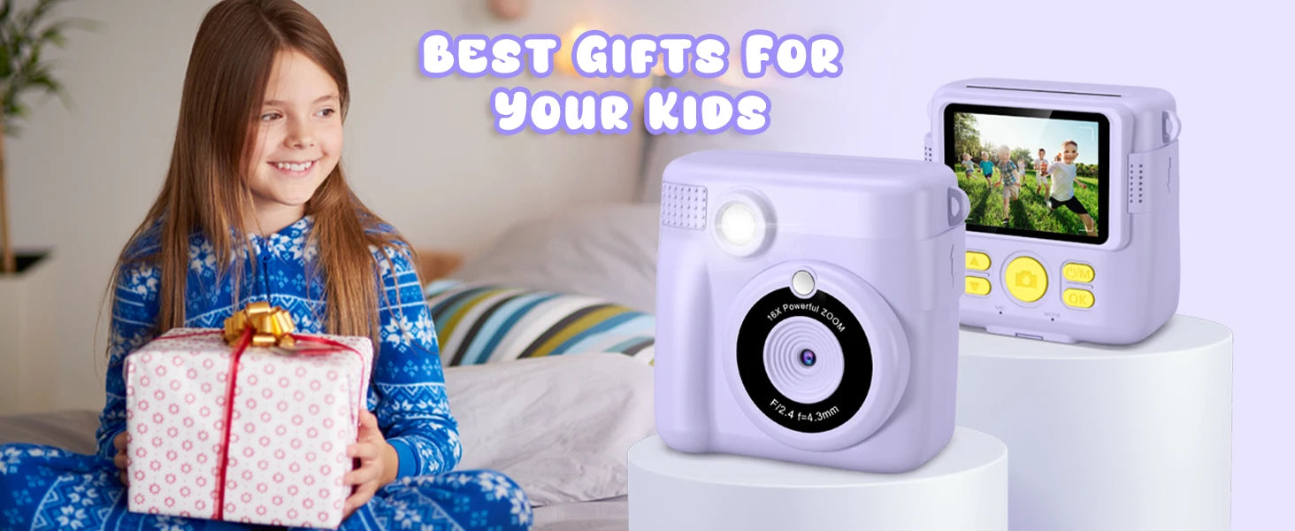Kids Digital Camera 1080P HD Instant Print Camera Portable Camera Toy with 32GB Card Gift For Boys Girls 3-12