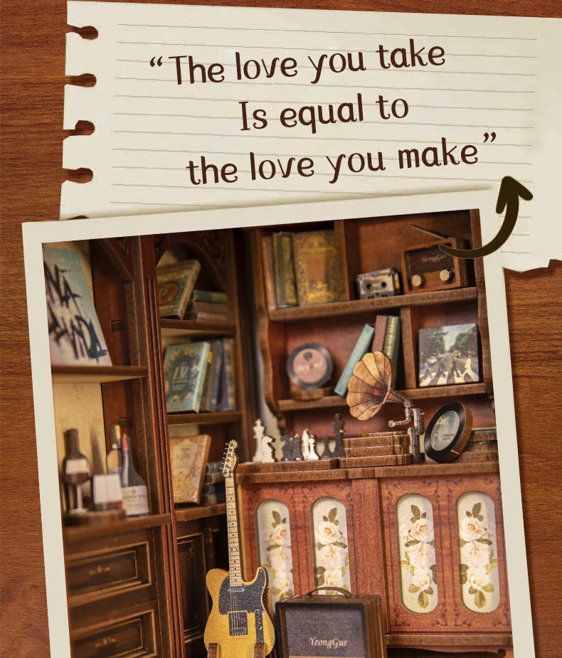 CUTEBEE Wooden Dollhouse Kit Miniature Doll House Kits Booknook Bookshelf Book Nook with Dust Cover Bookends Christmas Gift