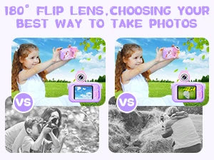 Kids Camera,ARNSSIEN 180° Flip Lens Camera for Kid,2.4in IPS LCD Digital Camera with Silicone Case,Child Selfie Camera for 3 4 5