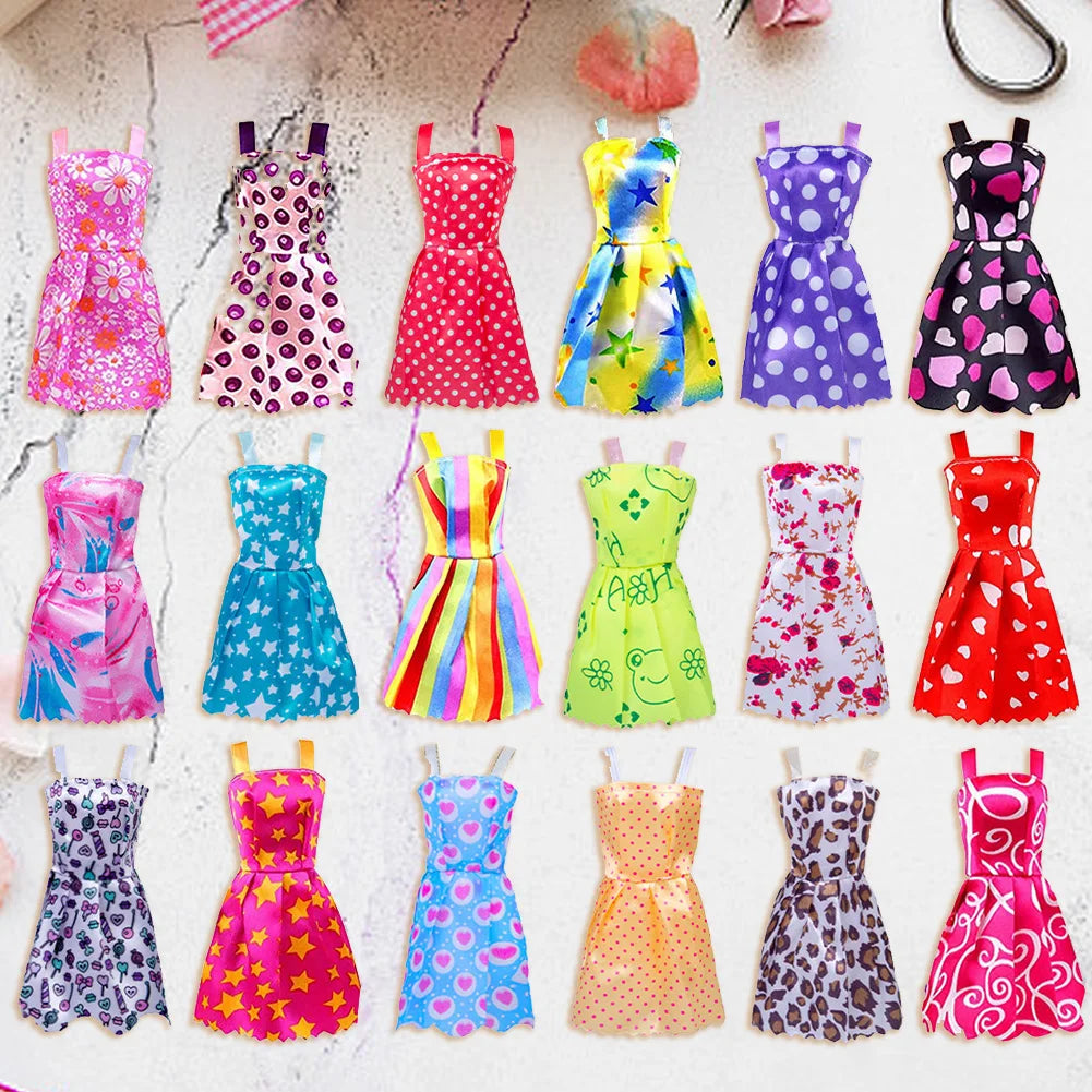 32pcs Doll Clothes Set Polyester Doll Fashion Clothes Props Fairy Collection Clothes Random Style for Girls Gift Accessories