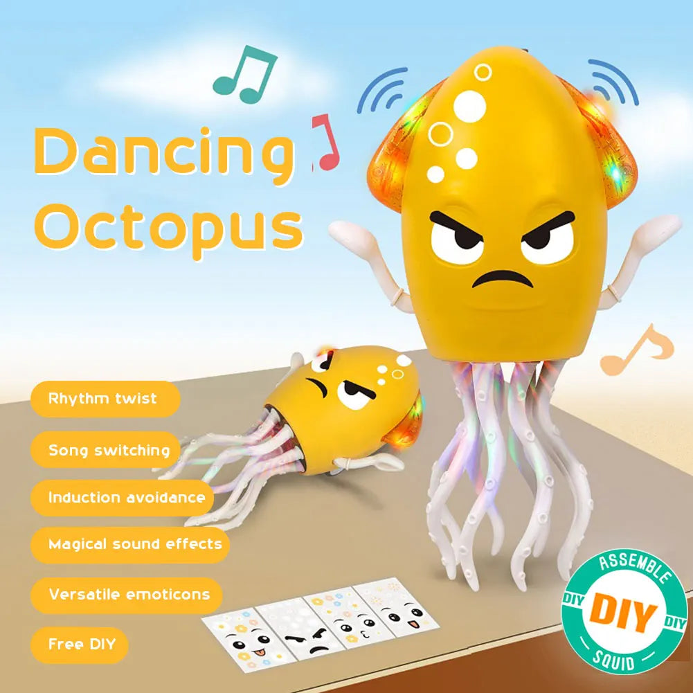 Dancing Funny Octopus Toy Smart Obstacle Avoidance Interactive Moving Toys Electronic Light Up Music Toys for Office Desk Decor