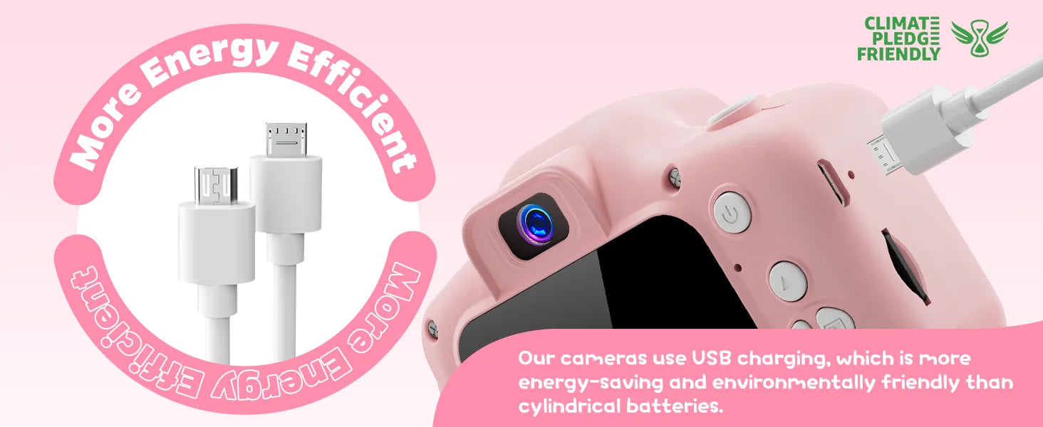 2.0" Kid's Camera 20MP 1080P HD Toddle Selfie Camera Cute Cartoon Digital Cmaera Toy With 32GB Card Gift For Girls & Boys