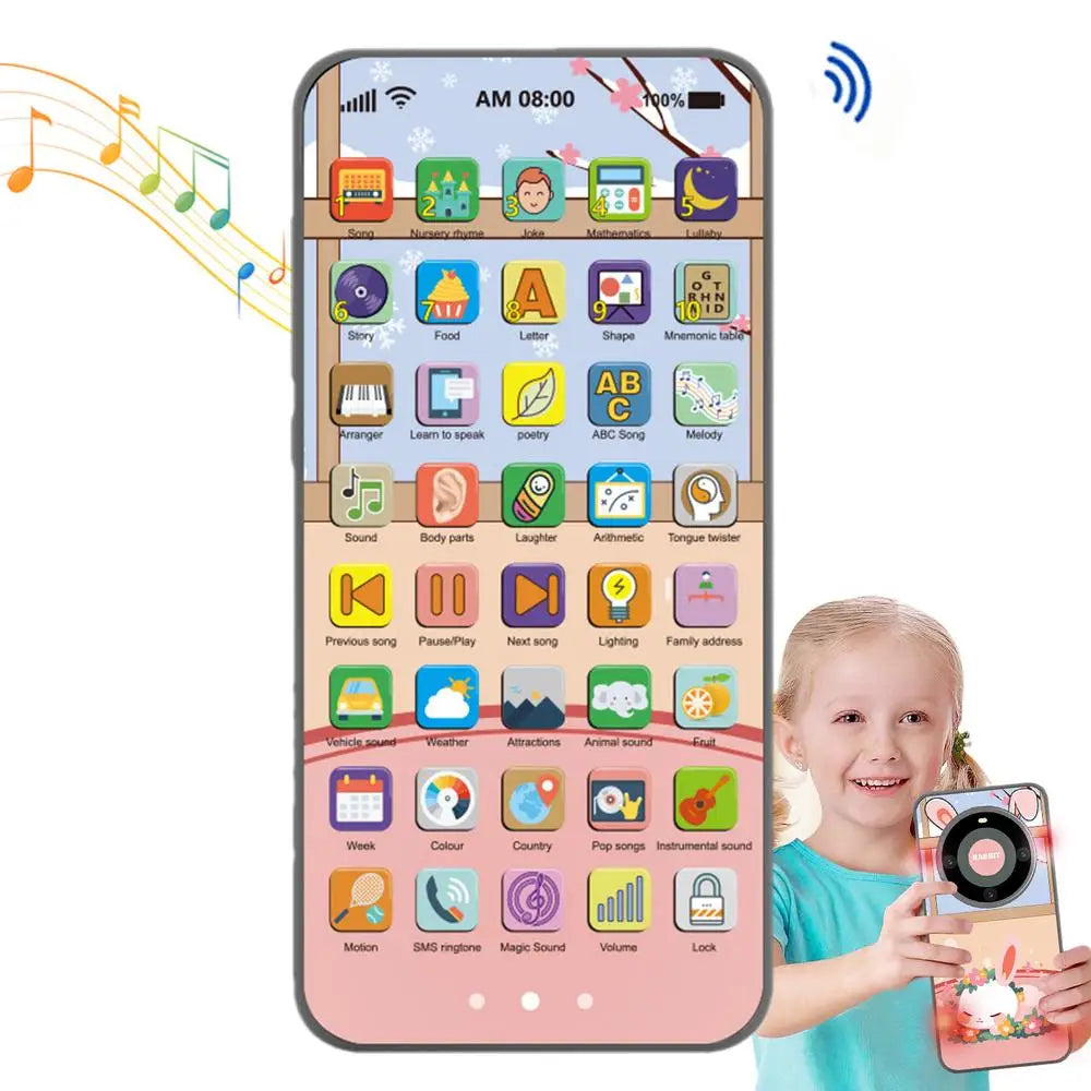 Kids Toy Smartphone Early Mobile Phone With Light Touch Screen Phone Rechargeable 10000 Functions Educational Content For Boys
