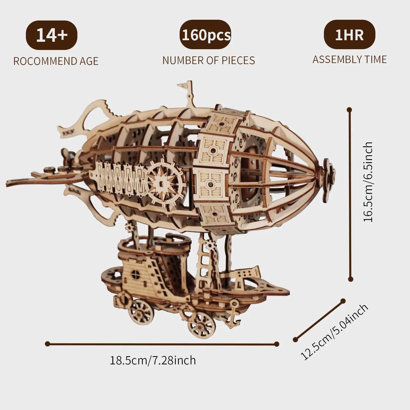 3D Wooden Puzzles for Adults Airship Model kits Model Building Kit to Build Handmade Craft