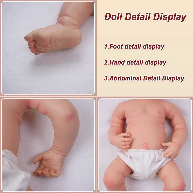 Soft touch 18.9 inch solid silicone baby girl 3.2kg real weight professional grade newborn all details restored