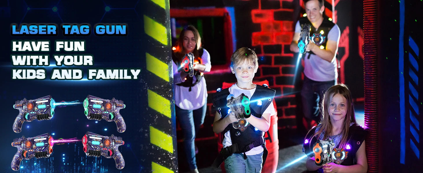VATOS Rechargeable Health-value Data SYNC Laser Tag Gun Infrared Laser Tag Sets 4 Vest Glowing Light Lazer Tag Game for Adults f