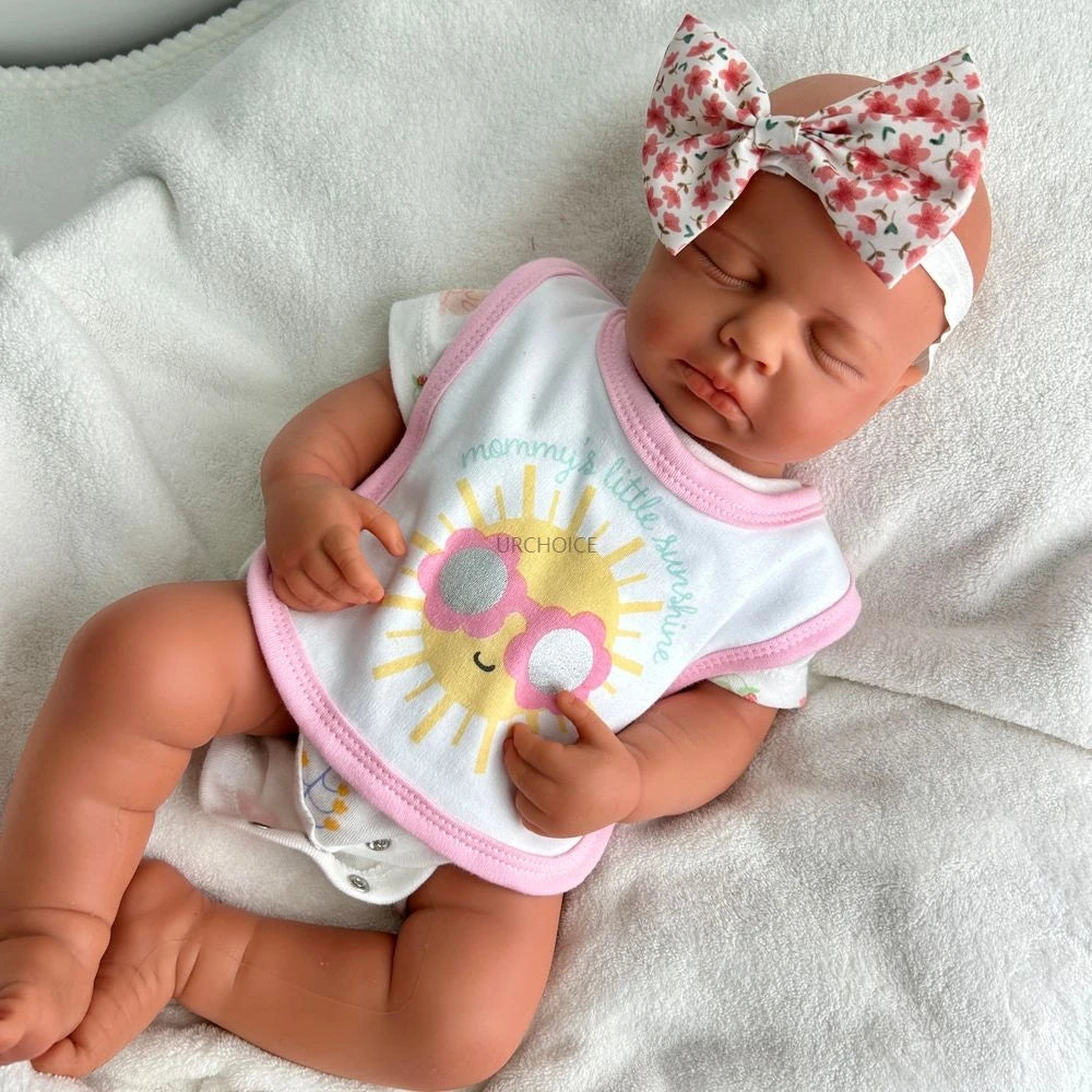 20Inch Handamde Full Body Soft Silicone Reborn Baby Girl Loulou Lifelike Details Doll Gift for Dementia Patients Kids Toy