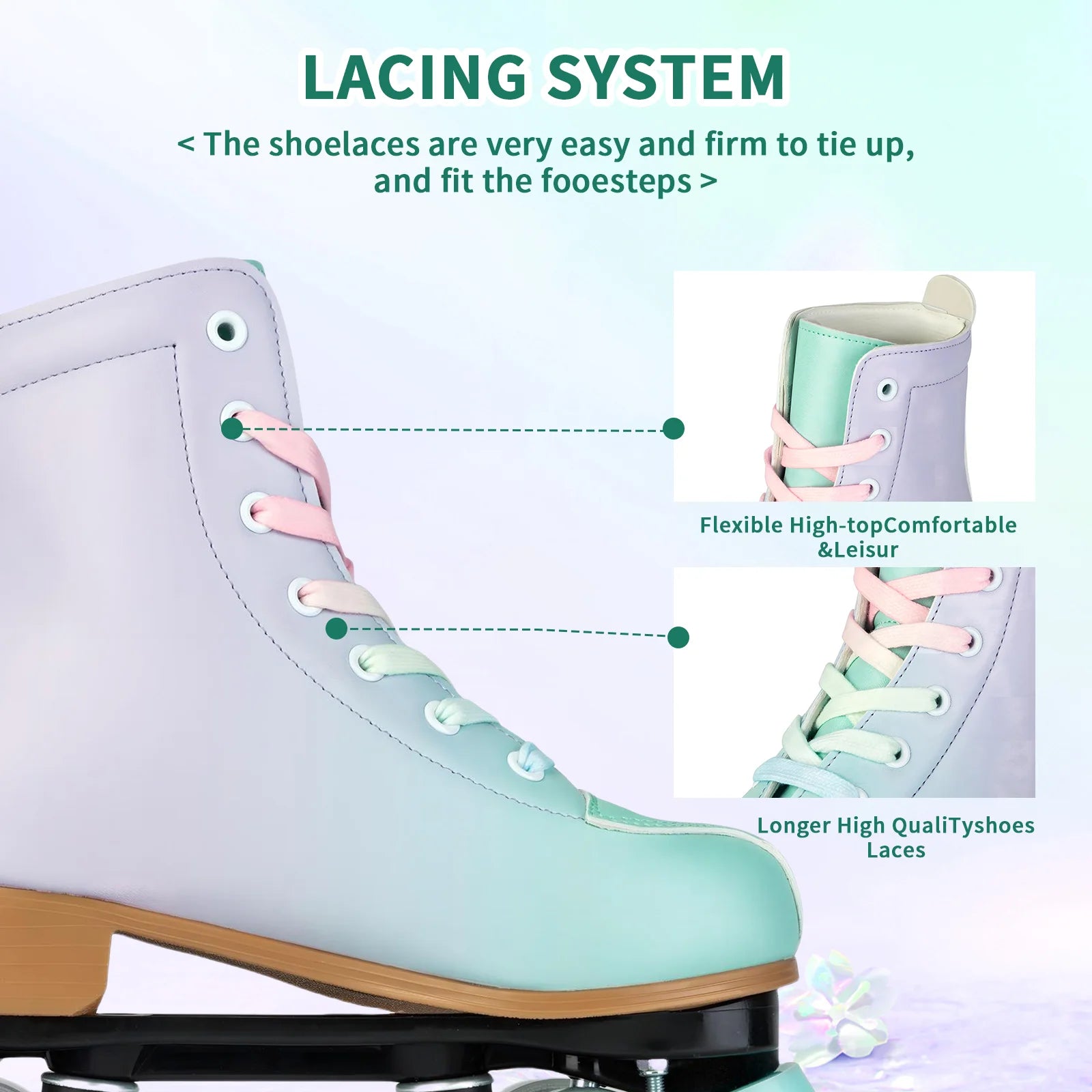 2024 PU Leather Flashing 4 Wheels Roller Skates For Women Double Row Skate Shoes Beginner Quad Sneaker Skating Ice Rink Training