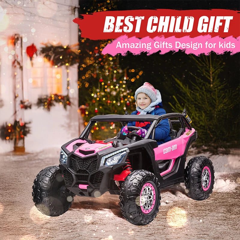 24V Kids Ride On Toy Car 7A Electric Vehicle UTV Car Toys for Ages 3-8 Kids Gifts with Parents Remote Control Speed Adjustable