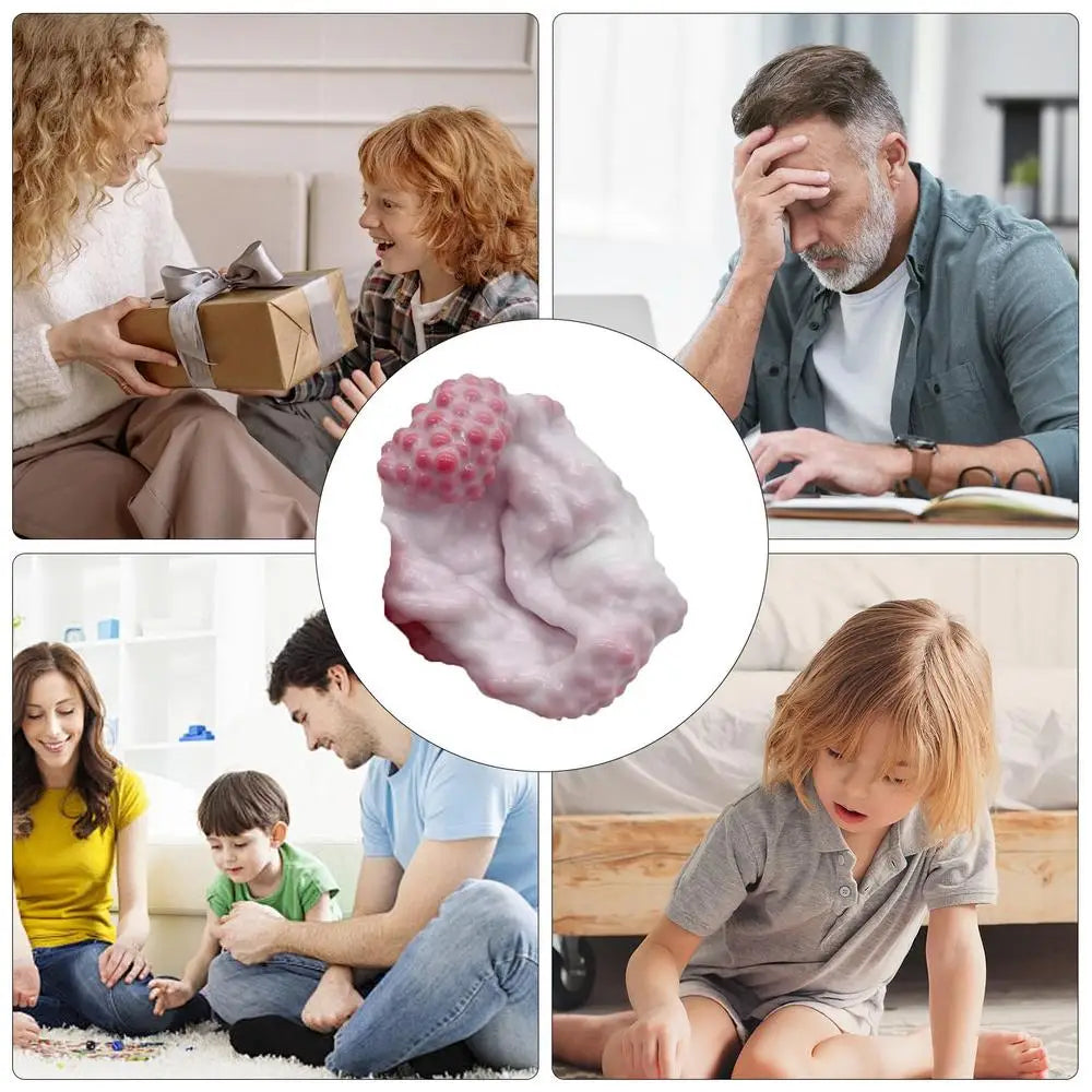 Shapeable Grape Stressball Noisy Silicone Squeeze Ball With Small Beads Shapeable Squish Toy Multifunctional Fidget Supplies