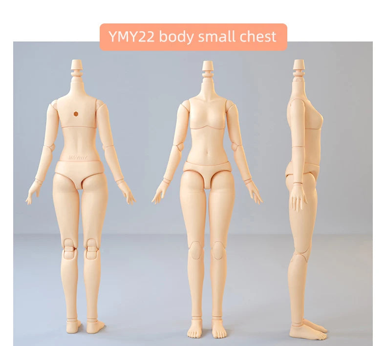20cm 21cm YMY Body Super White Milk White Girl Body for Ob22, Ob24, Blyth, ICY, DBS, 1/6bjd Doll Head Movable Joint Doll Body