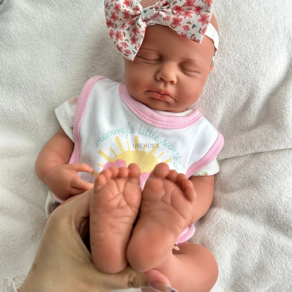 20Inch Handamde Full Body Soft Silicone Reborn Baby Girl Loulou Lifelike Details Doll Gift for Dementia Patients Kids Toy