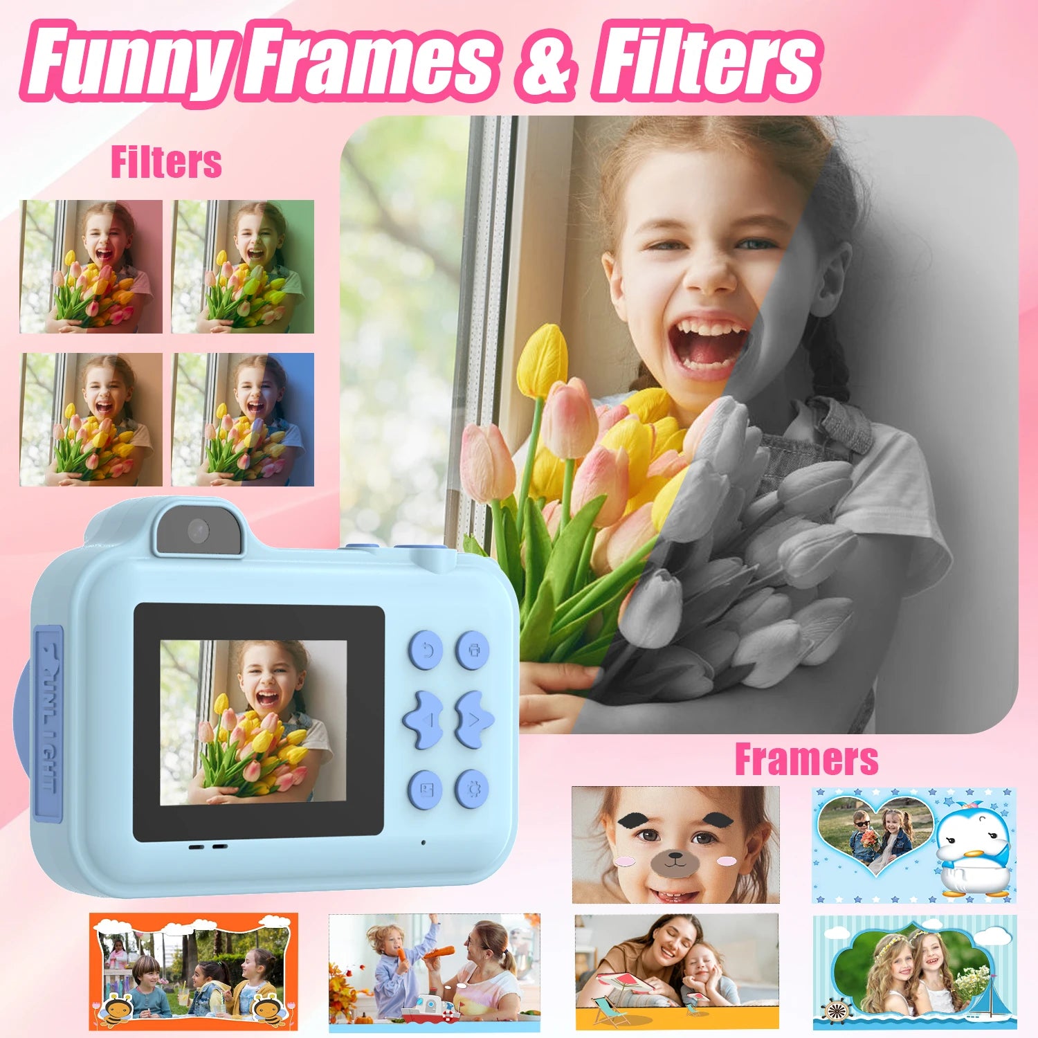 Children Camera Instant Print Camera For Kids Dual Lens Video Recording Photo Thermal Printing Mini Digital Camera With 32G Card