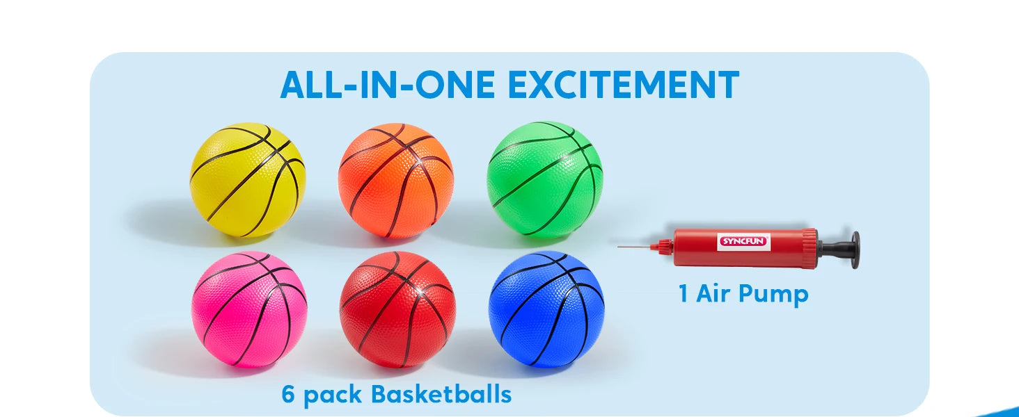 JOYFY 6 PCS Mini Basketballs 5 inches Colorful Small Ball for Basketball Hoop Inflatable Rubber Ball Toys for Toddlers Gift