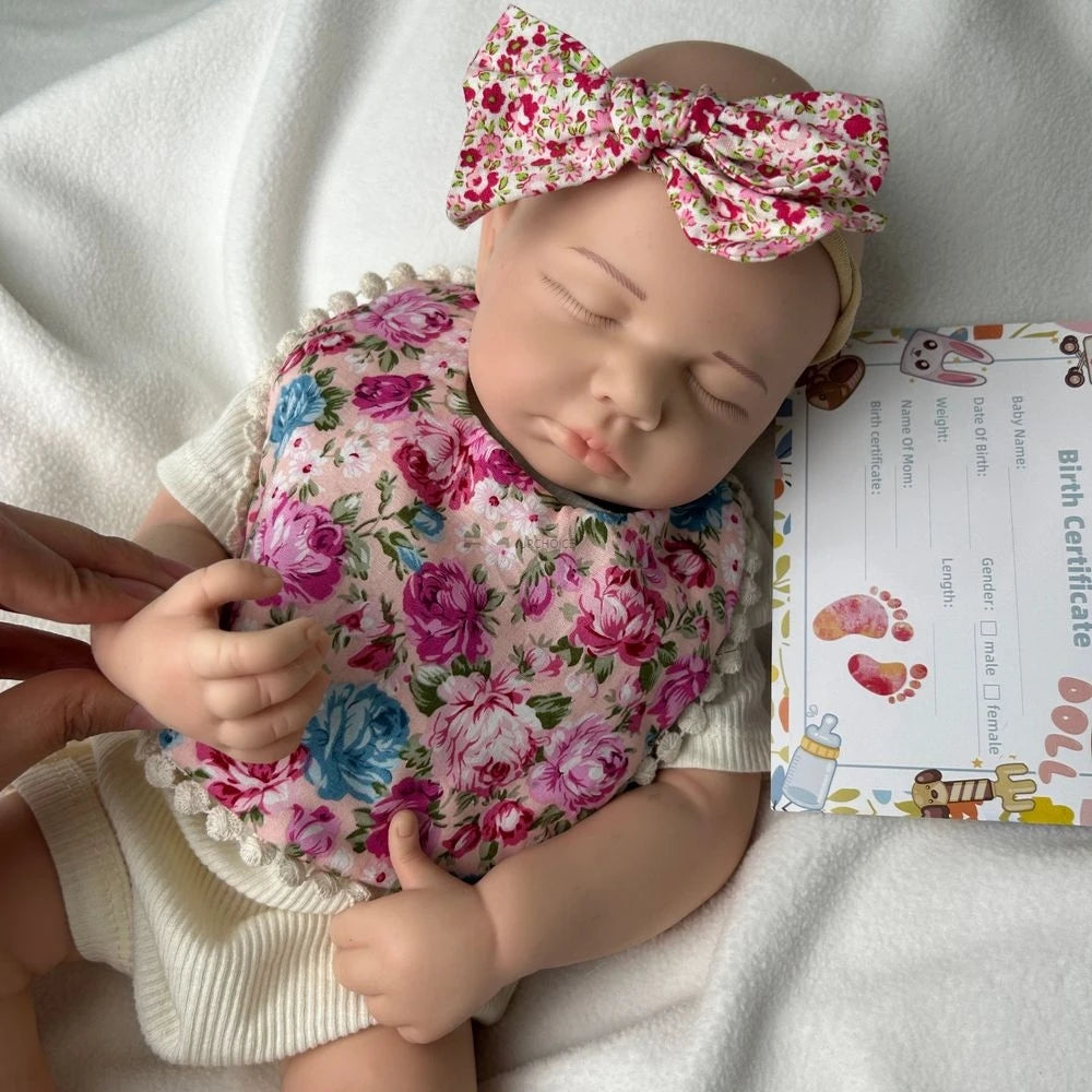 20Inch Handamde Full Body Soft Silicone Reborn Baby Girl Loulou Lifelike Details Doll Gift for Dementia Patients Kids Toy