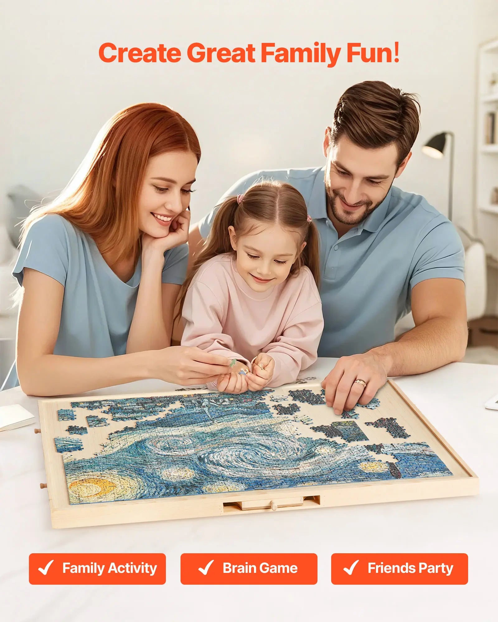 SucceBuy 1500 Piece Rotating Puzzle Board with 5 Drawers and Cover Jigsaw Puzzle Wooden Table for Adults Puzzles Organizer