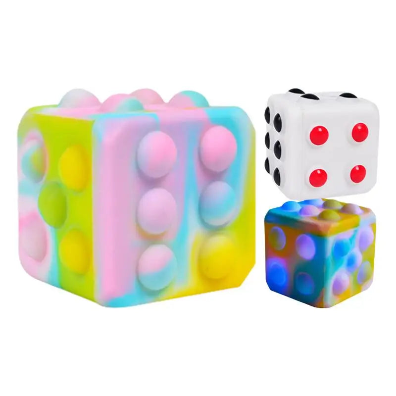 Dice Stress Ball Dice Stress Relief Toy Silicone Pop Bubbles 3D Dice Shaped Squeeze Stress Toys Venting Toy Stress Reliever For